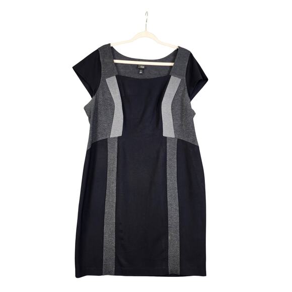 Lane Bryant 6th & LN Womens Colorblock Sheath Dress Plus Size 18 Black Gray Work - Picture 1 of 13